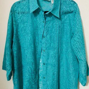 Alfred Dunner turquoise blouse Sz 14
